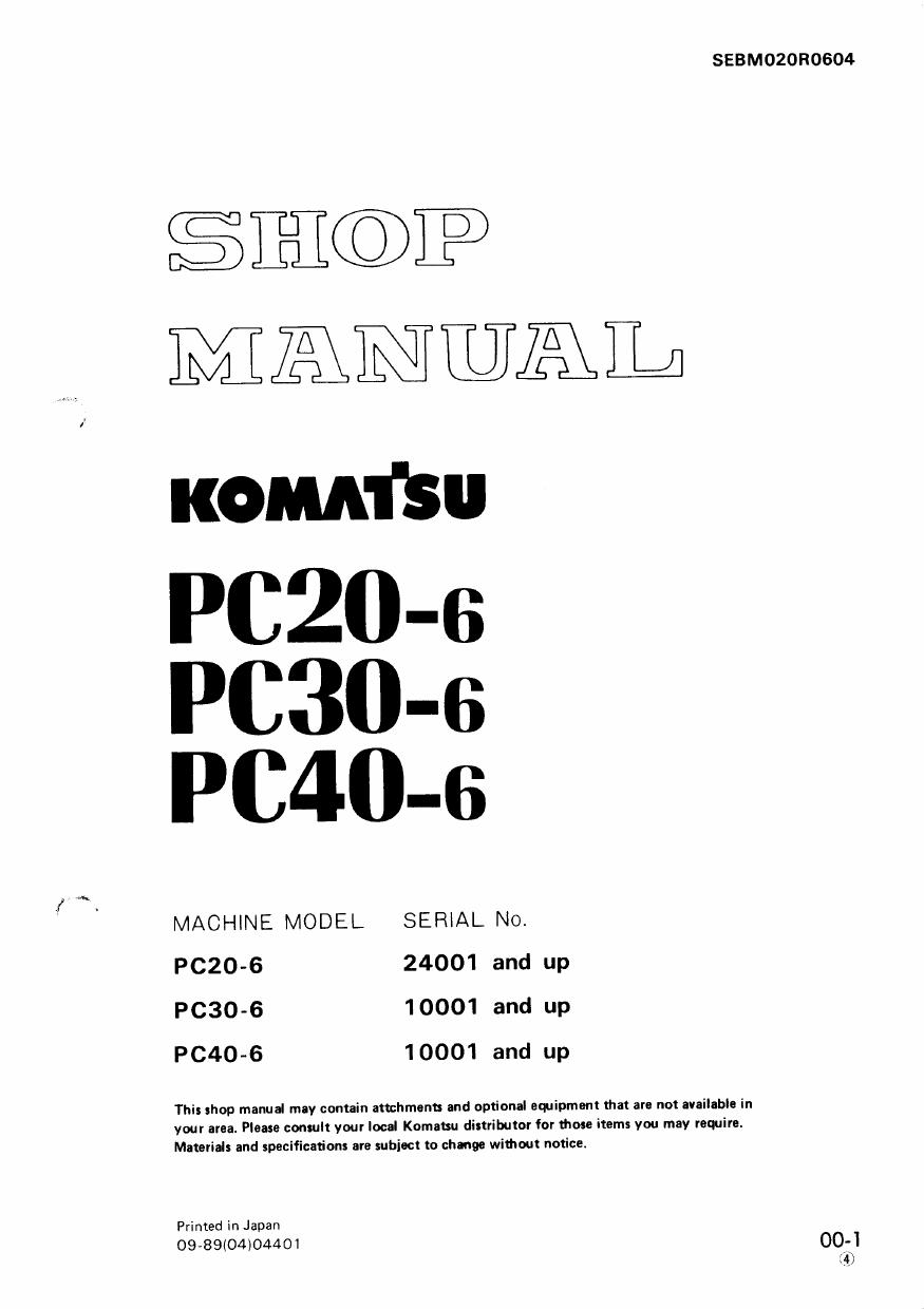 PC20-6 PC30-6  PC40-6 Shop Manual